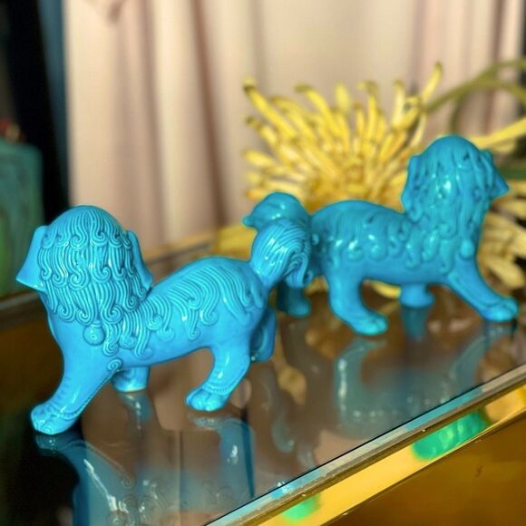 ♥️ Ceramic Foo Dog Statues - Blue - Picture 4 of 13